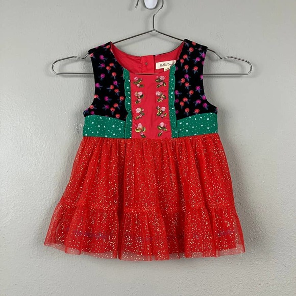 Matilda Jane Christmas Caroling Away Top Girls 4 Make Believe Tulle Embroidered - Picture 1 of 5